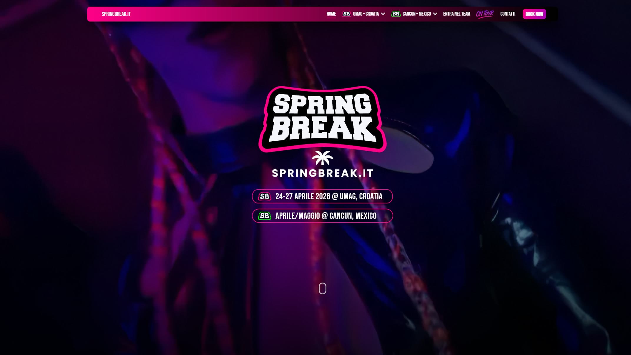 La home page del sito di Spring Break