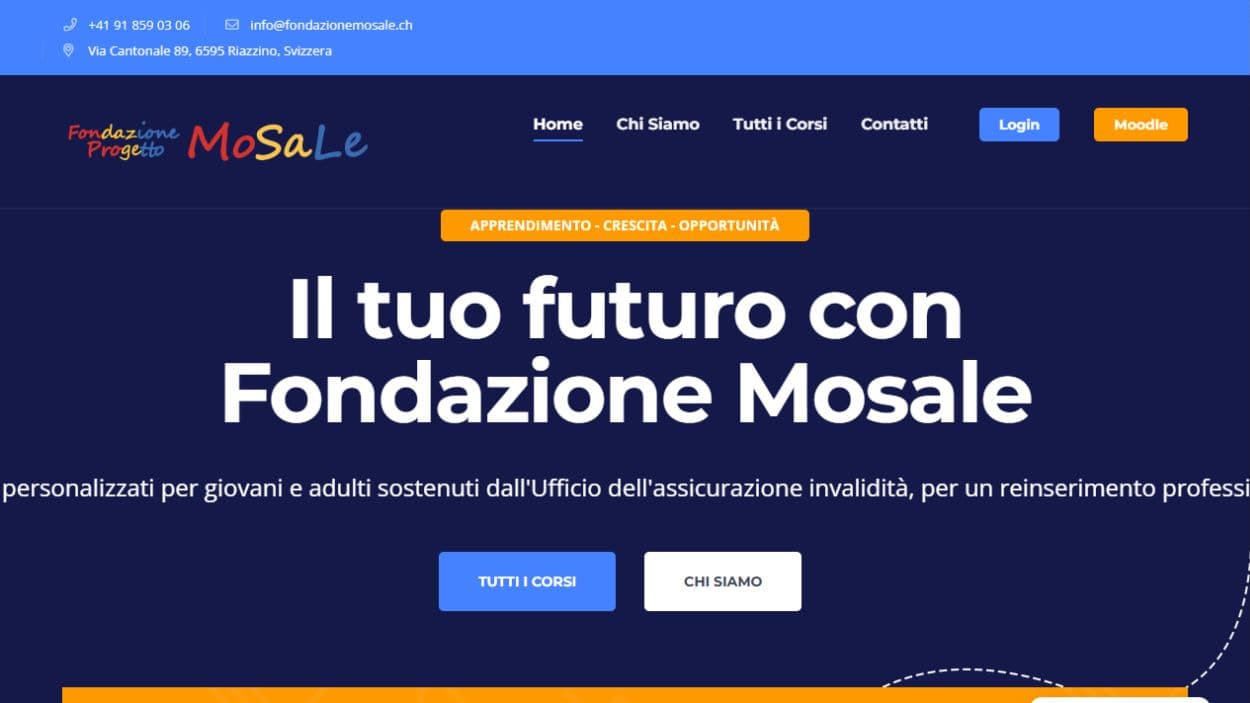 La home page del sito di Fondazione Mosale